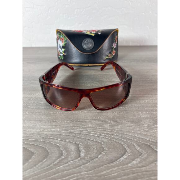 Ed Hardy EHS 004 63-12 120 Tortoise- Swarovski Crystals- Sunglasses w/ Case - Picture 1 of 13
